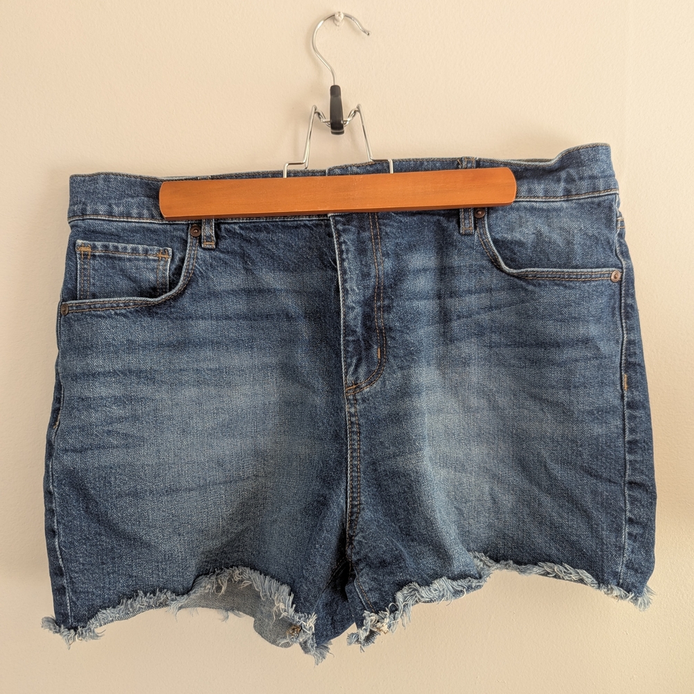 Levi's Blue Jean Shorts with Distressed Raw Hem